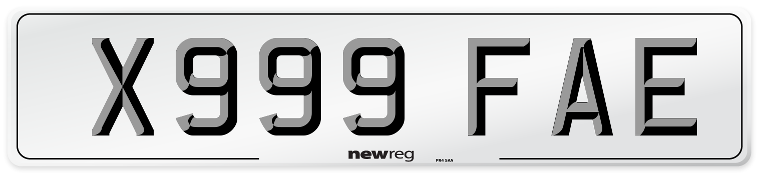 X999 FAE Number Plate from New Reg